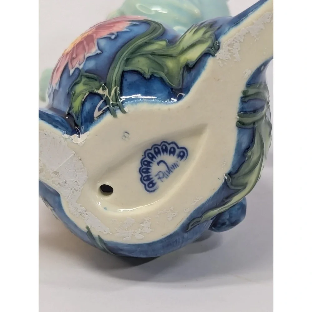 PAVONE Porcelain Rabbit Bunny Figure W Floral Accents